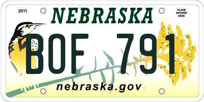 NE license plate BOF791