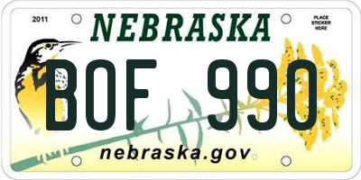 NE license plate BOF990