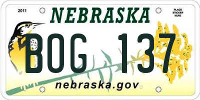 NE license plate BOG137