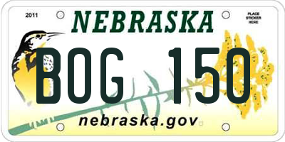 NE license plate BOG150