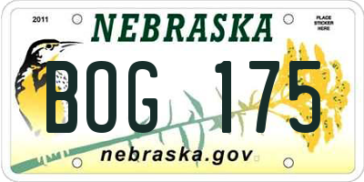 NE license plate BOG175