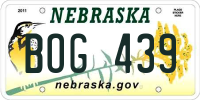 NE license plate BOG439