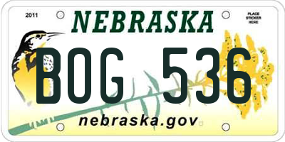 NE license plate BOG536