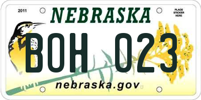 NE license plate BOH023