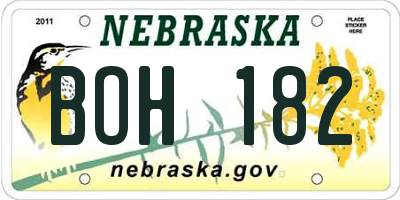 NE license plate BOH182