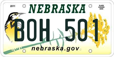 NE license plate BOH501