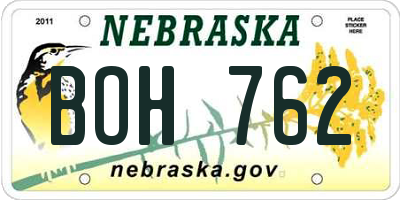 NE license plate BOH762