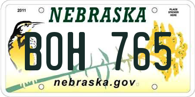 NE license plate BOH765