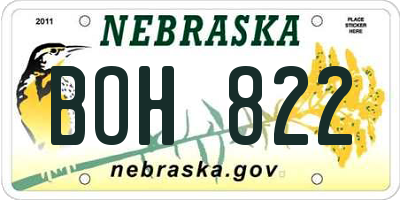 NE license plate BOH822