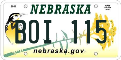 NE license plate BOI115