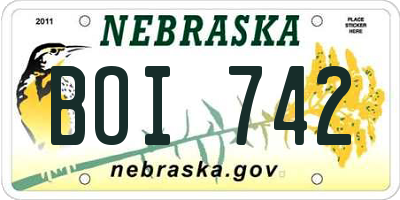 NE license plate BOI742