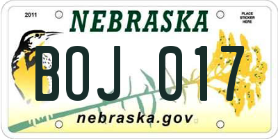 NE license plate BOJ017