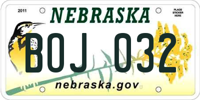 NE license plate BOJ032