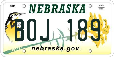 NE license plate BOJ189