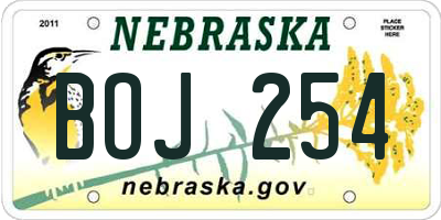 NE license plate BOJ254