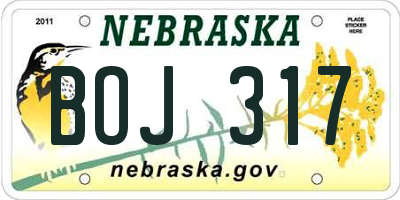 NE license plate BOJ317