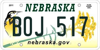 NE license plate BOJ517