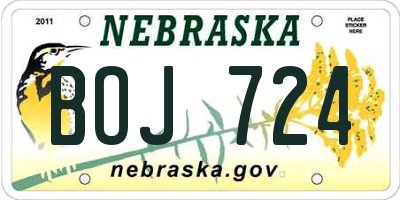 NE license plate BOJ724