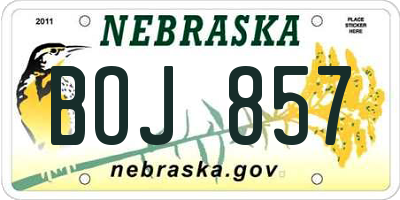 NE license plate BOJ857