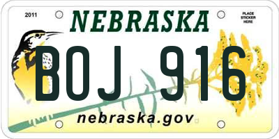 NE license plate BOJ916