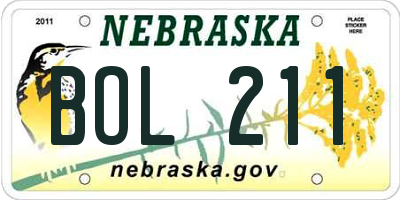 NE license plate BOL211