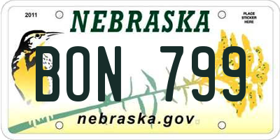 NE license plate BON799