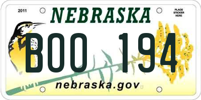 NE license plate BOO194
