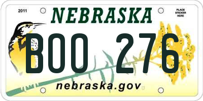 NE license plate BOO276
