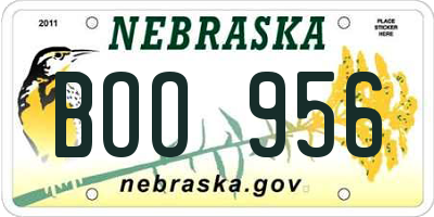 NE license plate BOO956