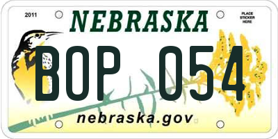 NE license plate BOP054