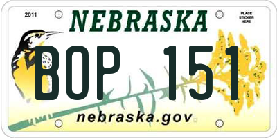 NE license plate BOP151