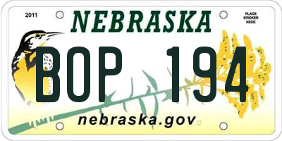 NE license plate BOP194