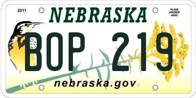 NE license plate BOP219