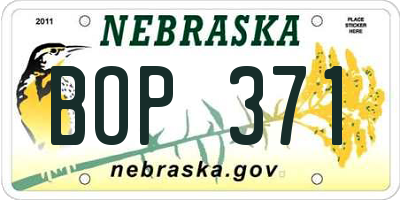 NE license plate BOP371