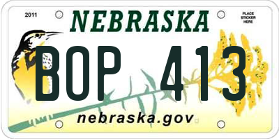 NE license plate BOP413