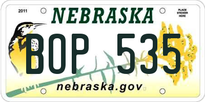 NE license plate BOP535