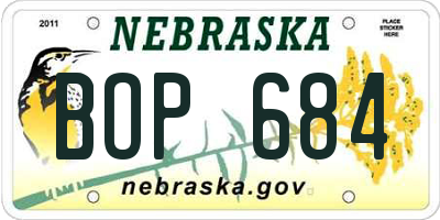 NE license plate BOP684