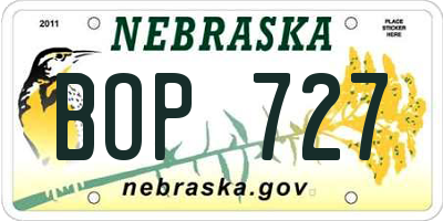 NE license plate BOP727
