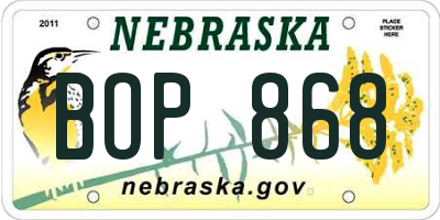 NE license plate BOP868