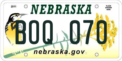 NE license plate BOQ070