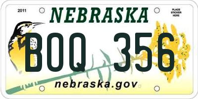NE license plate BOQ356