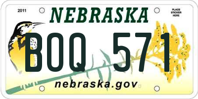 NE license plate BOQ571
