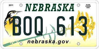NE license plate BOQ613