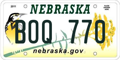 NE license plate BOQ770