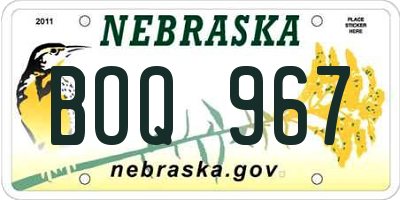 NE license plate BOQ967