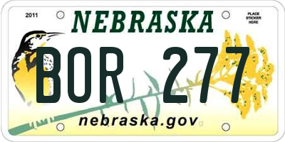 NE license plate BOR277