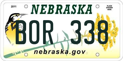 NE license plate BOR338