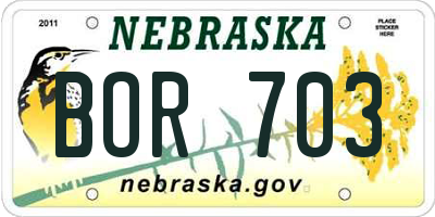 NE license plate BOR703