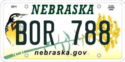 NE license plate BOR788