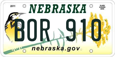 NE license plate BOR910